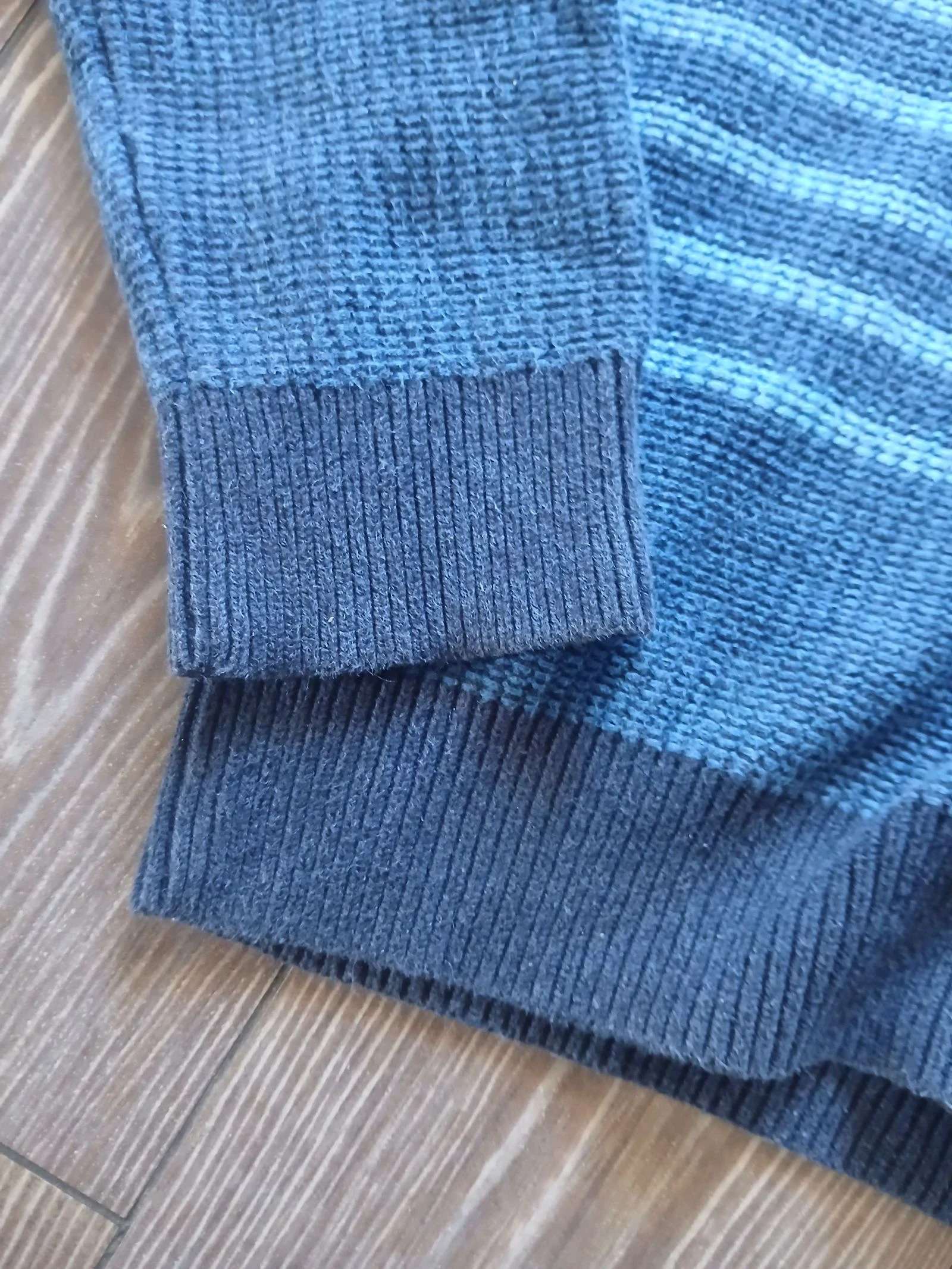 Tommy Hilfiger blauwe gestreepte shawl kraag cardigan trui maat L vintage gebreid – photo 9